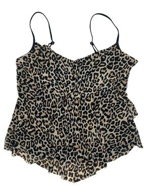 Tropical Escape Womens 8 Triple Tier Tankini Top Leopard Print Ruffle